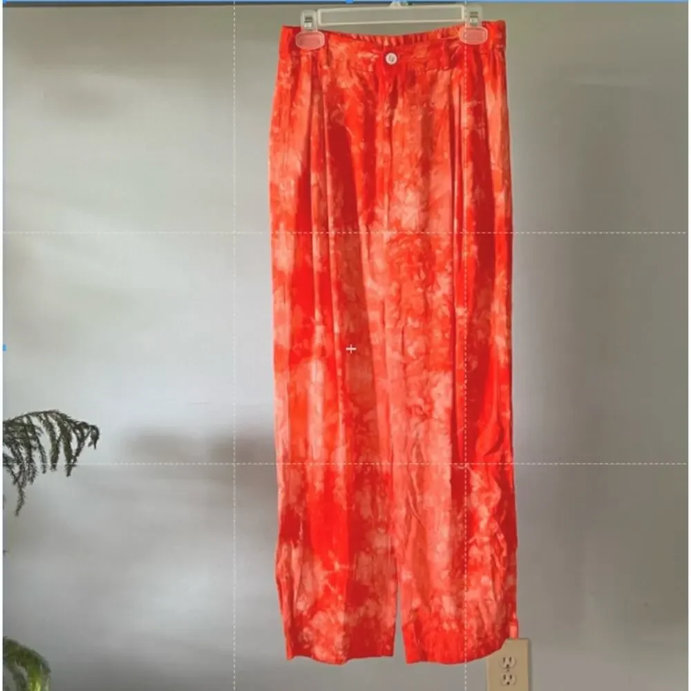 Raquel Allegra set, tie dyed matching pants shirt set,  ripple satin USA